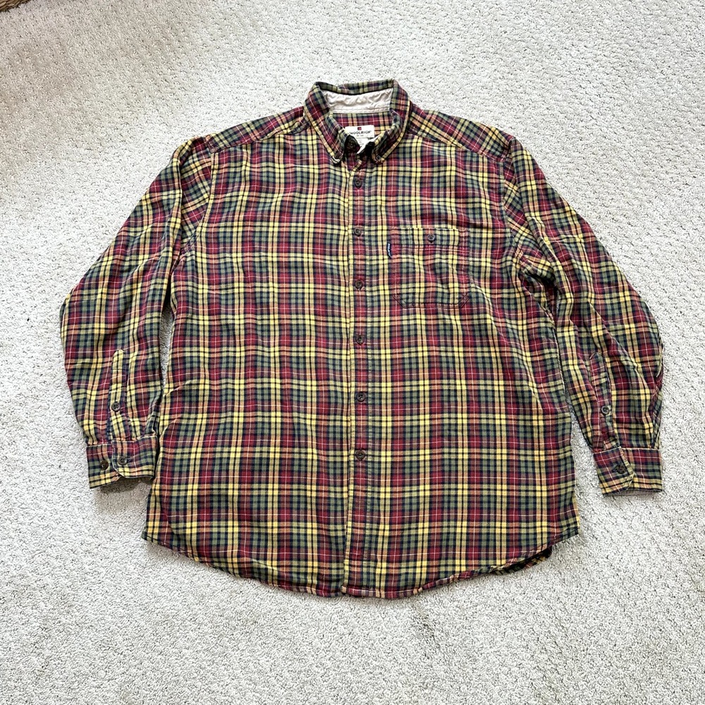 Woolrich Flannel Button Down Shirt Mens XL Plaid‎ Check Cotton Long Sleeve - Picture 2 of 6